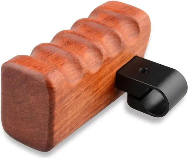 Alt view image 3 of 7 - CAMVATE Right Hand Wooden Handle Grip with 15mm Rod Clamp Connector for Select DV and DSLR Camera Cages