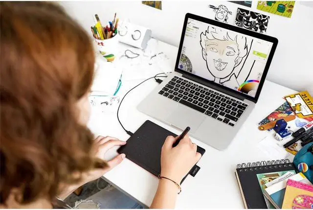 Alt view image 5 of 20 - One by Wacom - Graphic Drawing Tablet for Beginners, Small Black & Red, Compatible with Windows and Mac