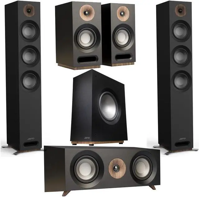 Main image of Jamo 5.1 Home Theater Pack with 2x S 809 Floorstanding Speaker, S 810 SUB 10" Subwoofer, S 83 CEN Center Channel Speaker and 2x S 803 Bookshelf Speaker, Black