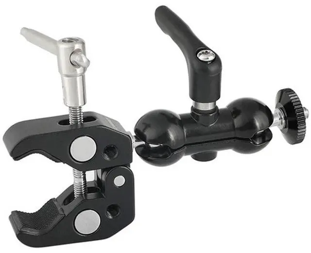 Alt view image 2 of 6 - CAMVATE Ball Head Mount 1/4" Threads with Central Lock Knob and Super Crab Gripper Clamp