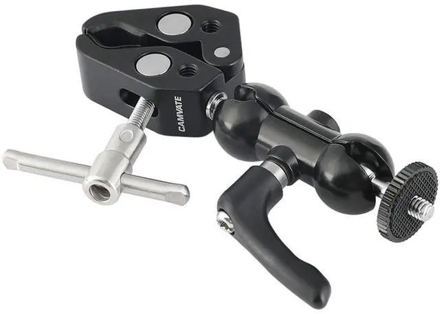 Alt view image 3 of 6 - CAMVATE Ball Head Mount 1/4" Threads with Central Lock Knob and Super Crab Gripper Clamp