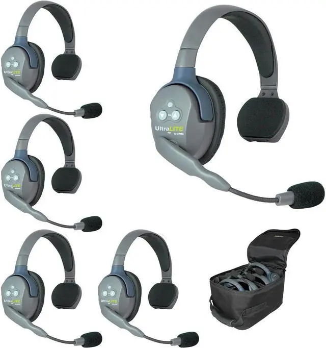 Main image of Eartec UL5S 5-Person Full Duplex Wireless Intercom with 5 Ultralite Single Ear Headsets