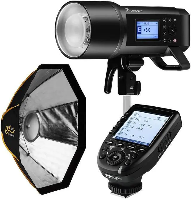 Main image of Flashpoint XPLOR 600 Pro TTL Monolight, Bundle w/FP R2 Pro Transmitter, Softbox