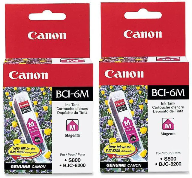 Main image of Canon 2 Pack BCI-6 Magenta Ink Tank for PIXMA iP, MP Series, i Series, S Series Printers, and BJC 8200 Printer