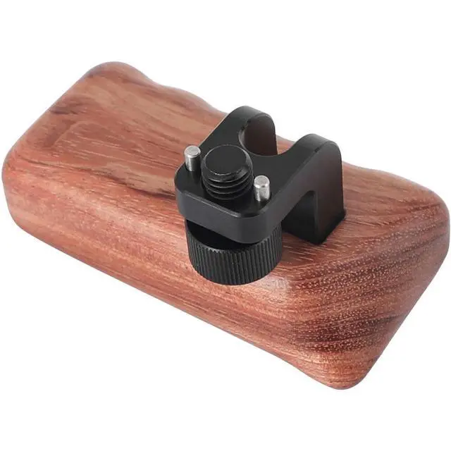 Alt view image 5 of 5 - CAMVATE Right Hand Wood Handle Grip with 3/8"-16 Thumbscrew and Arri-Style Locating Pins for DSLR Camera Cage