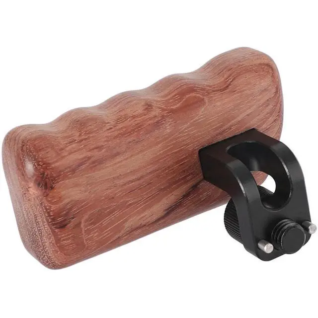 Alt view image 4 of 5 - CAMVATE Right Hand Wood Handle Grip with 3/8"-16 Thumbscrew and Arri-Style Locating Pins for DSLR Camera Cage