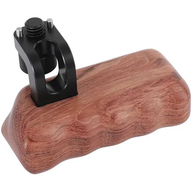Alt view image 3 of 5 - CAMVATE Right Hand Wood Handle Grip with 3/8"-16 Thumbscrew and Arri-Style Locating Pins for DSLR Camera Cage