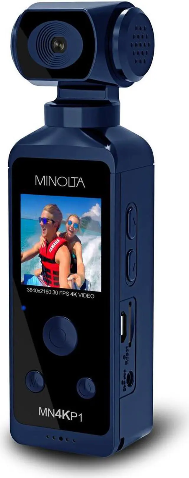 Alt view image 2 of 7 - Minolta MN4KP1 4K Ultra HD Wi-Fi Enabled Pocket Camcorder, Blue