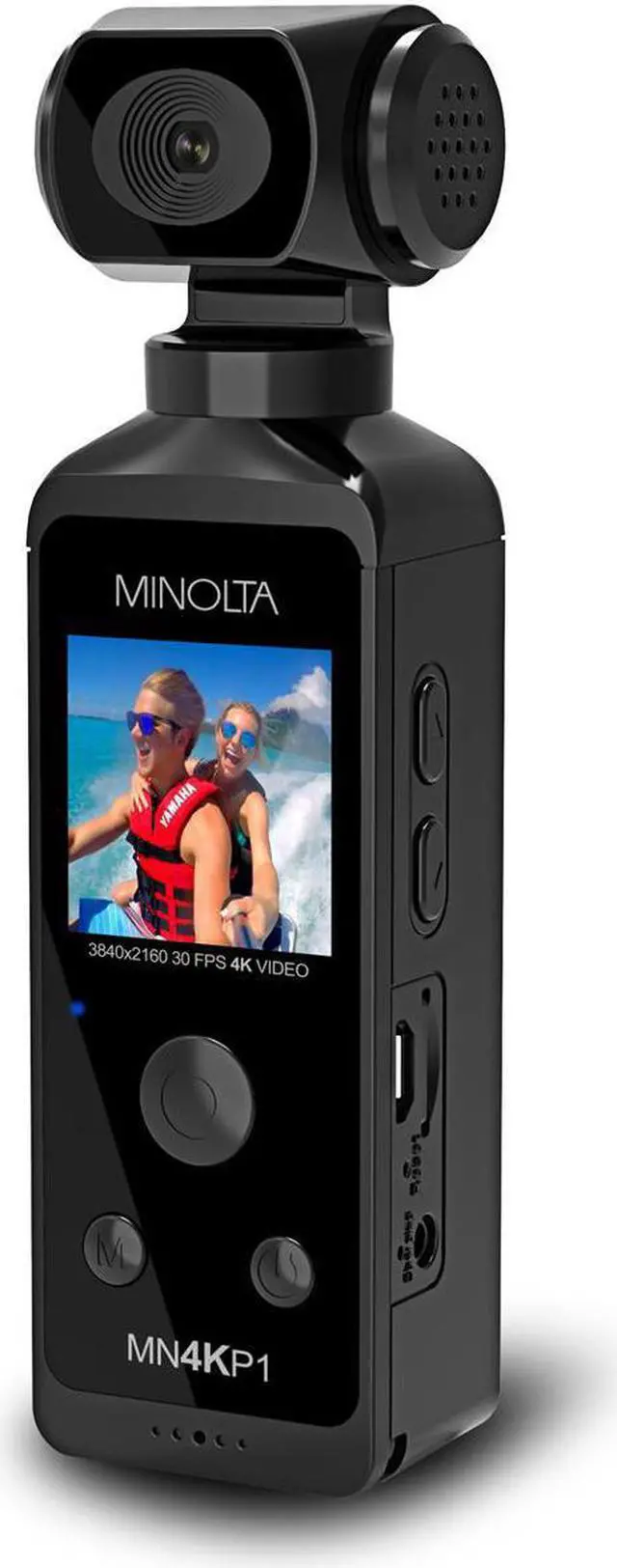 Alt view image 2 of 7 - Minolta MN4KP1 4K Ultra HD Wi-Fi Enabled Pocket Camcorder, Black
