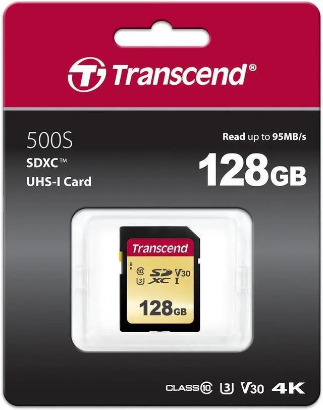Alt view image 11 of 18 - 128GB Transcend 500S SDXC UHS-I U3 V30 SD Memory Card CL10 95MB/sec MLC Flash