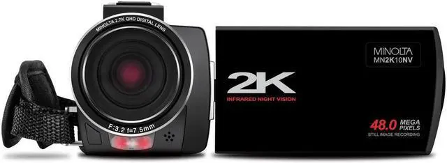 Alt view image 2 of 6 - Minolta MN2K10NV 2K Ultra HD Camcorder with 3" Touchscreen and Infrared Night Vision, Black