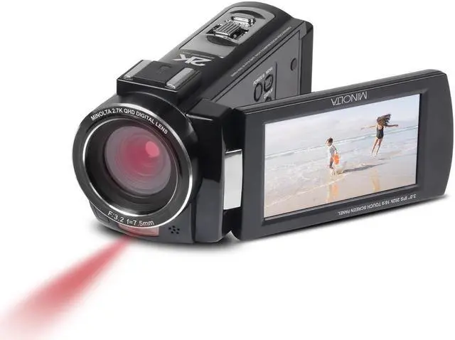 Alt view image 3 of 6 - Minolta MN2K10NV 2K Ultra HD Camcorder with 3" Touchscreen and Infrared Night Vision, Black