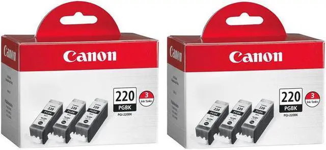 Main image of Canon 3x PGI-220BK Black Ink Tank for Select PIXMA iP, MP, MX Series Printers, 2-Pack