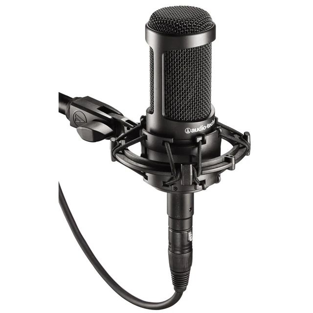 Alt view image 3 of 7 - Audio-Technica AT2035 Cardioid Condenser Side-Address Microphone, 20Hz to 20kHz Frequency Response, Bundle with Pop Filter with Gooseneck and Adjustable Knob, H&A 25' XLR Microphone Cable