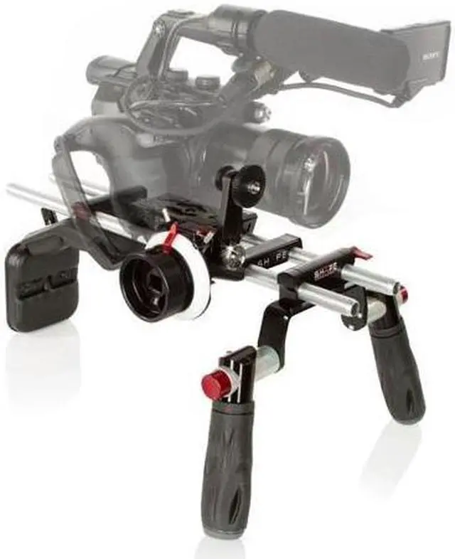 Alt view image 2 of 3 - Shape Rig and Follow Focus Pro Kit for Sony FS5 Camera, Includes Baseplate, Quick Handle Rod Block, Mini Composite Shoulder Pad, Back Pad, 18" 15mm Rods