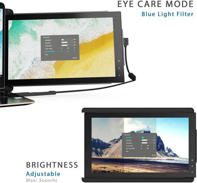 Alt view image 3 of 7 - Mobile Pixels TRIO 12.5" 16:9 Full HD Portable Laptop LCD Monitor, Gray, 2-Pack