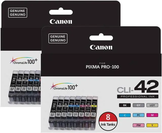 Main image of Canon CLI-42 8-Color Ink Tank Pack for Pixma PRO-100 Inkjet Photo Printer, 2-Pack