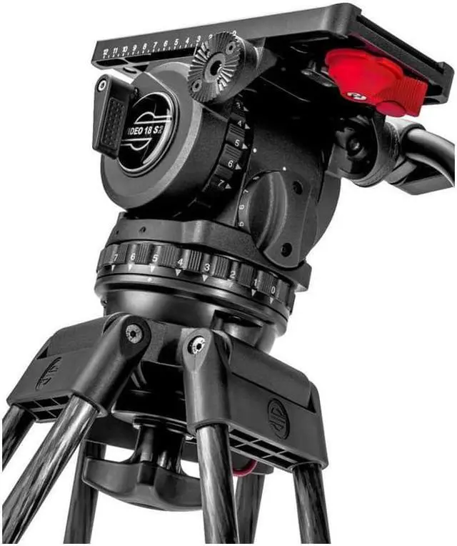 Alt view image 2 of 5 - Sachtler Video 18 S2 Fluid Head with ENG 2 Carbon Fiber Tripod and Mid-Level Spreader