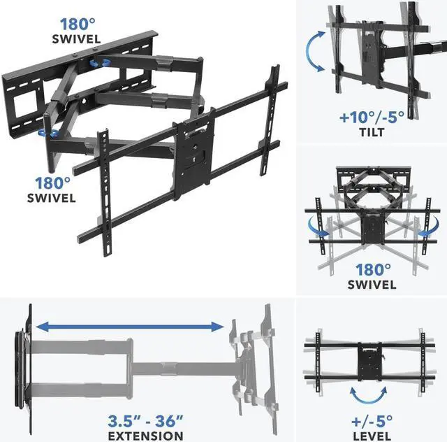 Alt view image 12 of 12 - Mount-It! Long Extension TV Mount | Fits Screen Sizes 50" to 90" TVs | 36 inch Arm Extension