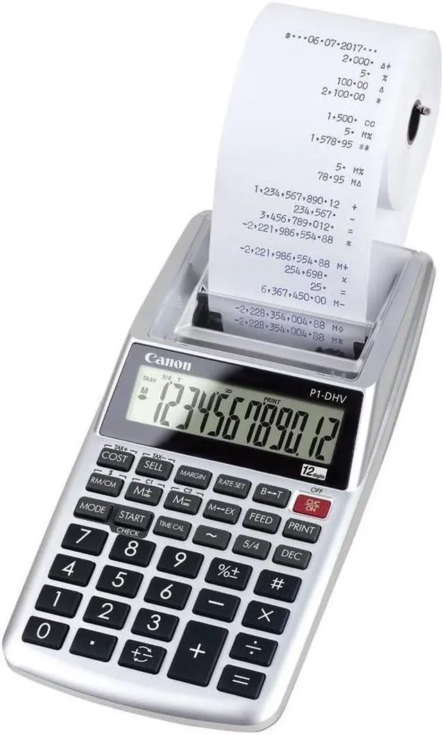 Alt view image 10 of 13 - Canon P1-DHV 12-Digit Palm Printing Calculator Purple Print 2 Lines/Sec 2203C001