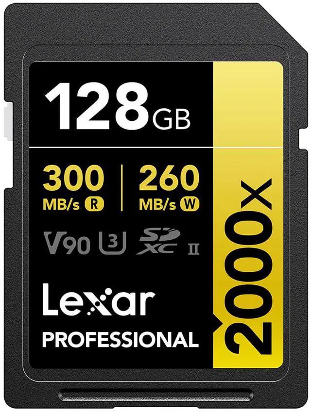 Alt view image 2 of 19 - Lexar Professional SDXC Memory Card 2000x 128GB Class 10 UHSII U3 WO Reader
