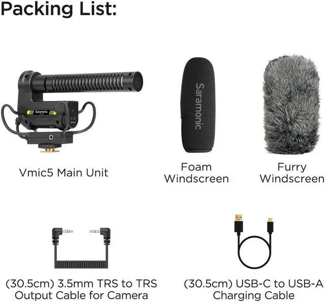 Alt view image 2 of 17 - Saramonic Vmic5 Super-Cardioid Shotgun Microphone #VMIC5