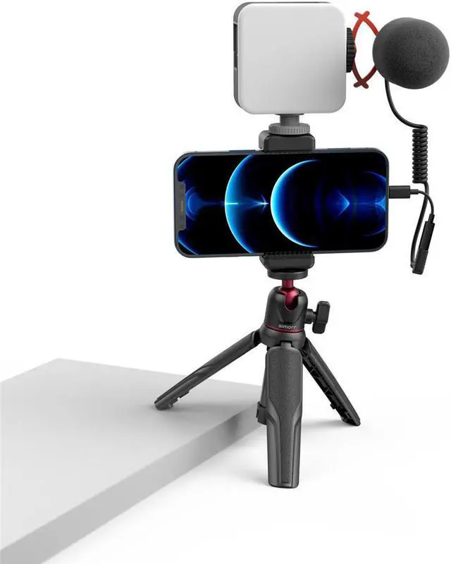 Alt view image 4 of 7 - SmallRig simorr Vigor VK-50 Vlog Tripod Kit with Vibe P96 Video LED Light, Wave S1 Lite Microphone