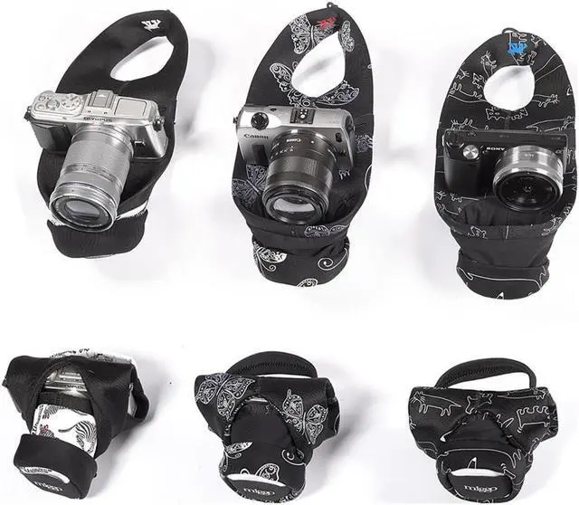 Alt view image 7 of 7 - mymiggo grip and wrap for csc cameras black camera strap and padded case