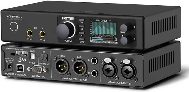 Alt view image 4 of 6 - RME ADI-2 Pro FSR BE Reference AD/DA Converter with Extreme Power Headphone Amplifiers and Remote (Black Edition)