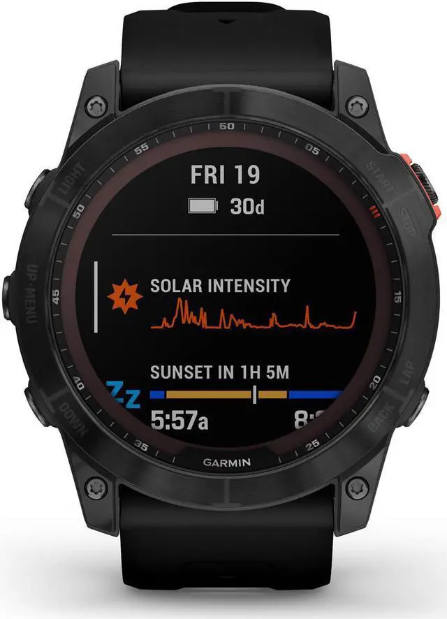 Alt view image 2 of 11 - Garmin fenix 7X Solar 51mm Multisport GPS Smartwatch, Slate Gray with Black Band