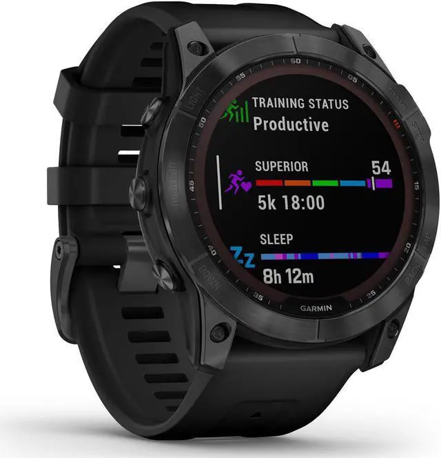 Alt view image 3 of 11 - Garmin fenix 7X Solar 51mm Multisport GPS Smartwatch, Slate Gray with Black Band