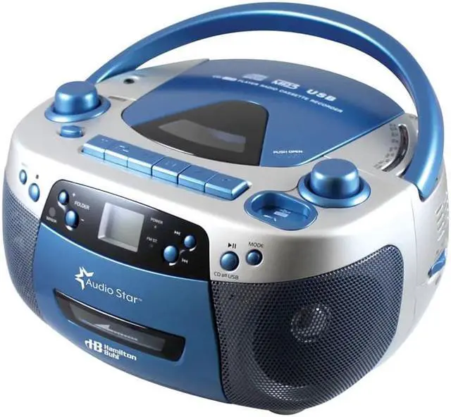 Alt view image 14 of 20 - Hamilton Buhl AudioStar Boombox Radio, CD, USB, Cassette Player with Tape and CD to MP3 Converter
