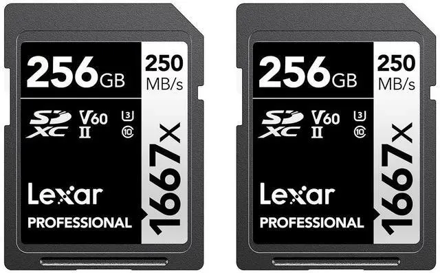 Alt view image 2 of 16 - Lexar Professional 1667x 256GB (2-Pack) SDXC UHS-II Cards, Up to 250MB/s Read, for Professional Photographer, Videographer, Enthusiast (LSD1667256G-B2NNU)