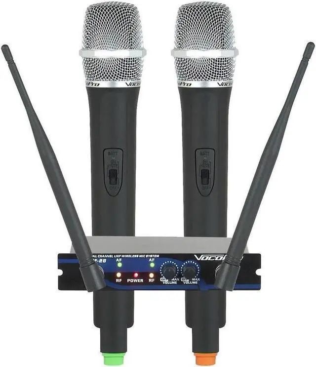 Alt view image 3 of 10 - Vocopro UHF28MN Uhf-28-5 -freq M 656.825 And N 685.960 Dual Channel Uhf- Wireless Microphone System