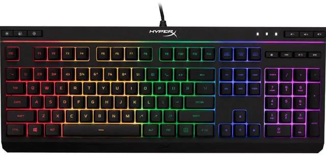 Alt view image 2 of 12 - HyperX Alloy Core RGB - Membrane Gaming Keyboard, Comfortable Quiet Silent Keys with RGB LED Lighting Effects, Spill Resistant, Dedicated Media Keys, Compatible with Windows 10/8.1/8/7 - Black