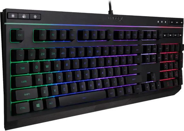 Alt view image 3 of 13 - HyperX Alloy Core RGB - Membrane Gaming Keyboard, Comfortable Quiet Silent Keys with RGB LED Lighting Effects, Spill Resistant, Dedicated Media Keys, Compatible with Windows 10/8.1/8/7 - Black