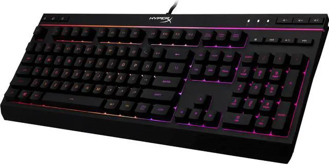 Alt view image 2 of 13 - HyperX Alloy Core RGB - Membrane Gaming Keyboard, Comfortable Quiet Silent Keys with RGB LED Lighting Effects, Spill Resistant, Dedicated Media Keys, Compatible with Windows 10/8.1/8/7 - Black