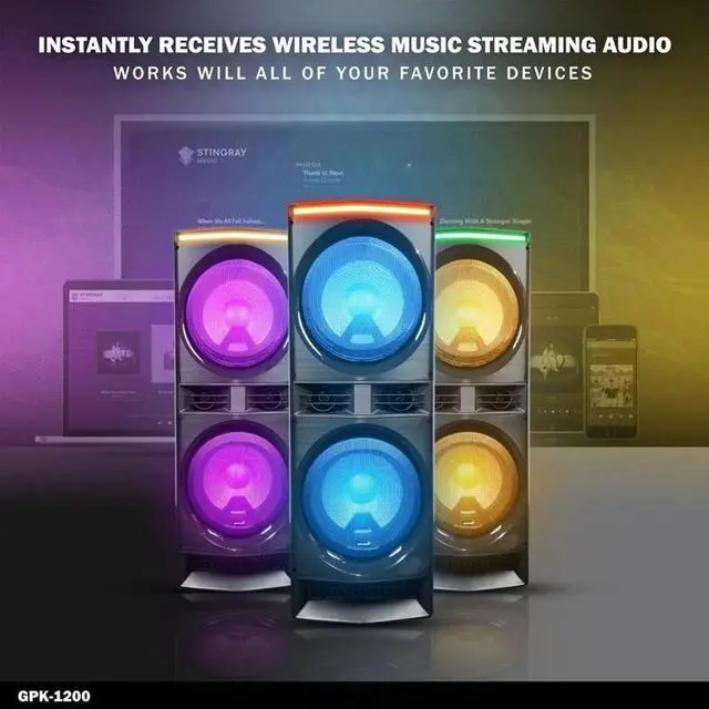 Alt view image 2 of 7 - Gemini GPK-1200 6000W Bluetooth Home Karaoke Party Speaker with LED Lightshow