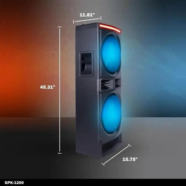 Alt view image 5 of 7 - Gemini GPK-1200 6000W Bluetooth Home Karaoke Party Speaker with LED Lightshow