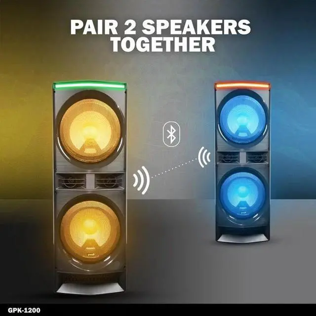 Alt view image 4 of 7 - Gemini GPK-1200 6000W Bluetooth Home Karaoke Party Speaker with LED Lightshow