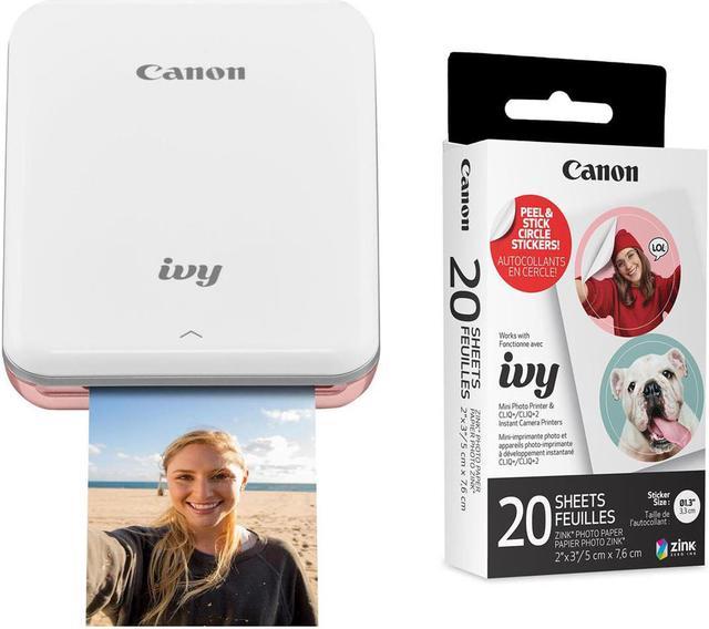 Canon IVY Mini Photo Printer, Rose Gold with ZINK Sticker Paper (20 Sheets)  