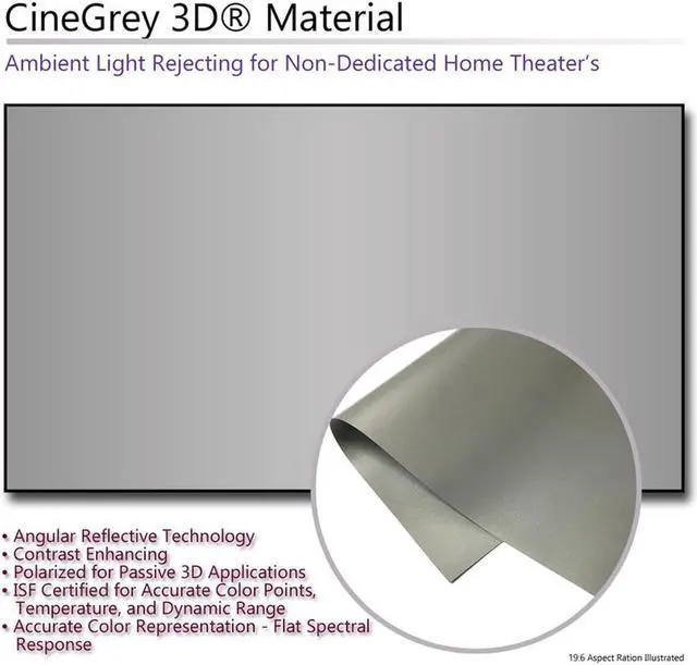 Alt view image 17 of 20 - Elite Screens AR120DHD3 Aeon CineGrey 3D Series 120" Fixed Frame Projection Screen