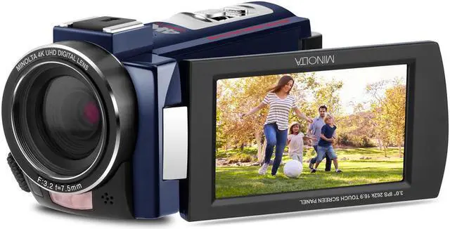 Alt view image 7 of 9 - Minolta MN4K25NV 4K Ultra HD 30MP 3" Touchscreen Camcorder w/Night Vision, Blue