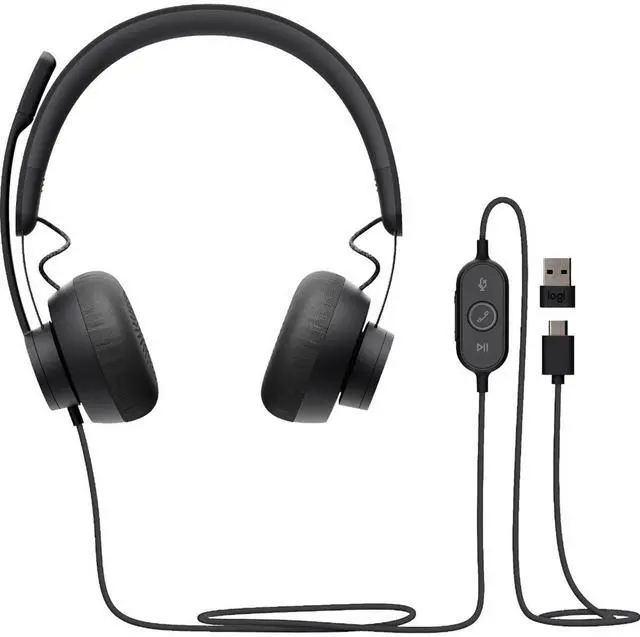 Alt view image 17 of 20 - Logitech Zone 750 Wired On-Ear Headset USB-C Black 981001103