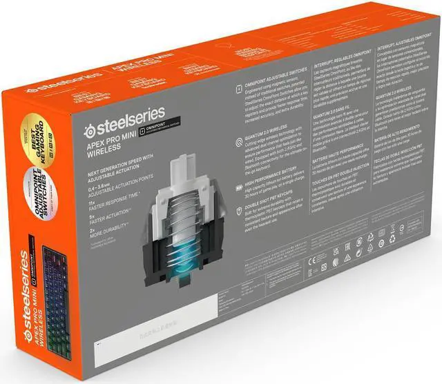 Alt view image 5 of 20 - SteelSeries Apex Pro Mini Wireless Mechanical Gaming Keyboard - World's Fastest Keyboard - Adjustable Actuation - Compact 60% Form Factor - RGB - PBT Keycaps - Bluetooth 5.0 - 2.4GHz - USB-C