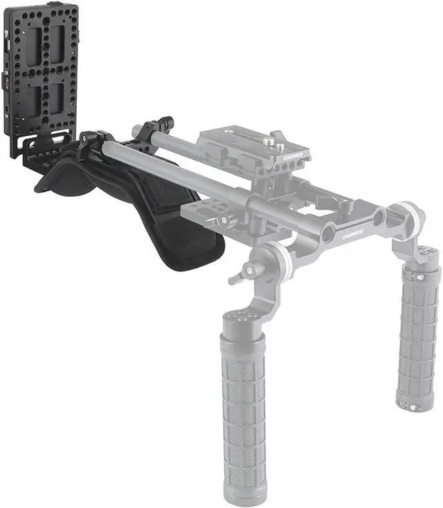 Alt view image 5 of 6 - CAMVATE Shoulder Mount with V-Lock Power Splitter and 15mm Dual-Rod Clamp