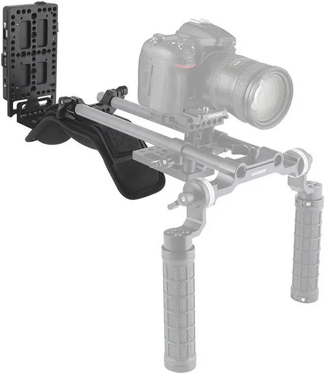 Alt view image 2 of 6 - CAMVATE Shoulder Mount with V-Lock Power Splitter and 15mm Dual-Rod Clamp