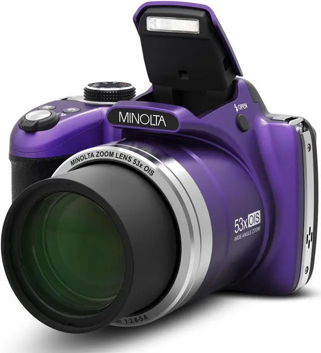 Alt view image 2 of 16 - Minolta MN53Z-P 16.0-Megapixel 53x Zoom Bridge Camera (Purple)