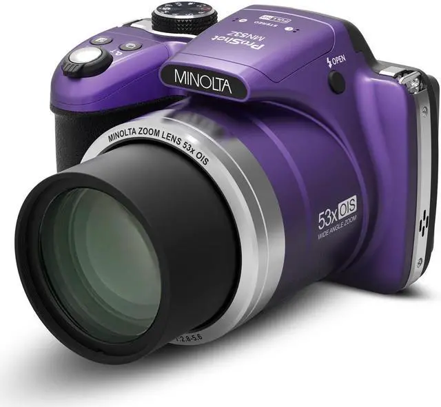 Alt view image 4 of 16 - Minolta MN53Z-P 16.0-Megapixel 53x Zoom Bridge Camera (Purple)