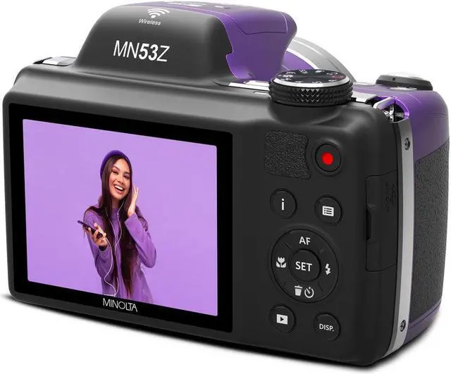 Alt view image 6 of 16 - Minolta MN53Z-P 16.0-Megapixel 53x Zoom Bridge Camera (Purple)